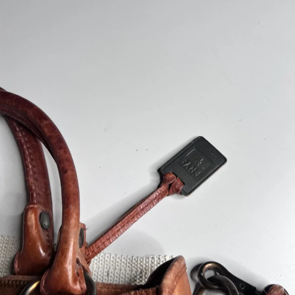 Frye‎ Melissa Satchel Cognac Brown Leather Crossbody Handbag Distressed Medium